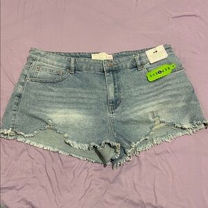 Project Rebel Trendy Light Blue Distressed Jean Shorts